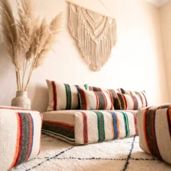 Multicolor Striped Moroccan Floor Sofa – Handwoven Wool - Image 5
