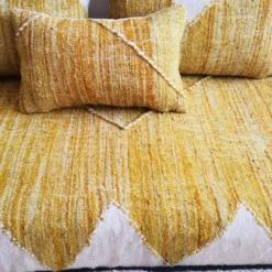 Yellow Moroccan Floor Sofa, Handwoven Wool - Image 5