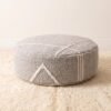 Light Grey Geometric round cotton pouf, 50 cm diameter and 20 cm height