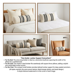 Moroccan striped bolster pillow covers in multiple sizes for bed sofa and chair styling