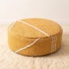 Mustard Yellow Geometric round cotton pouf, 50 cm diameter and 20 cm height